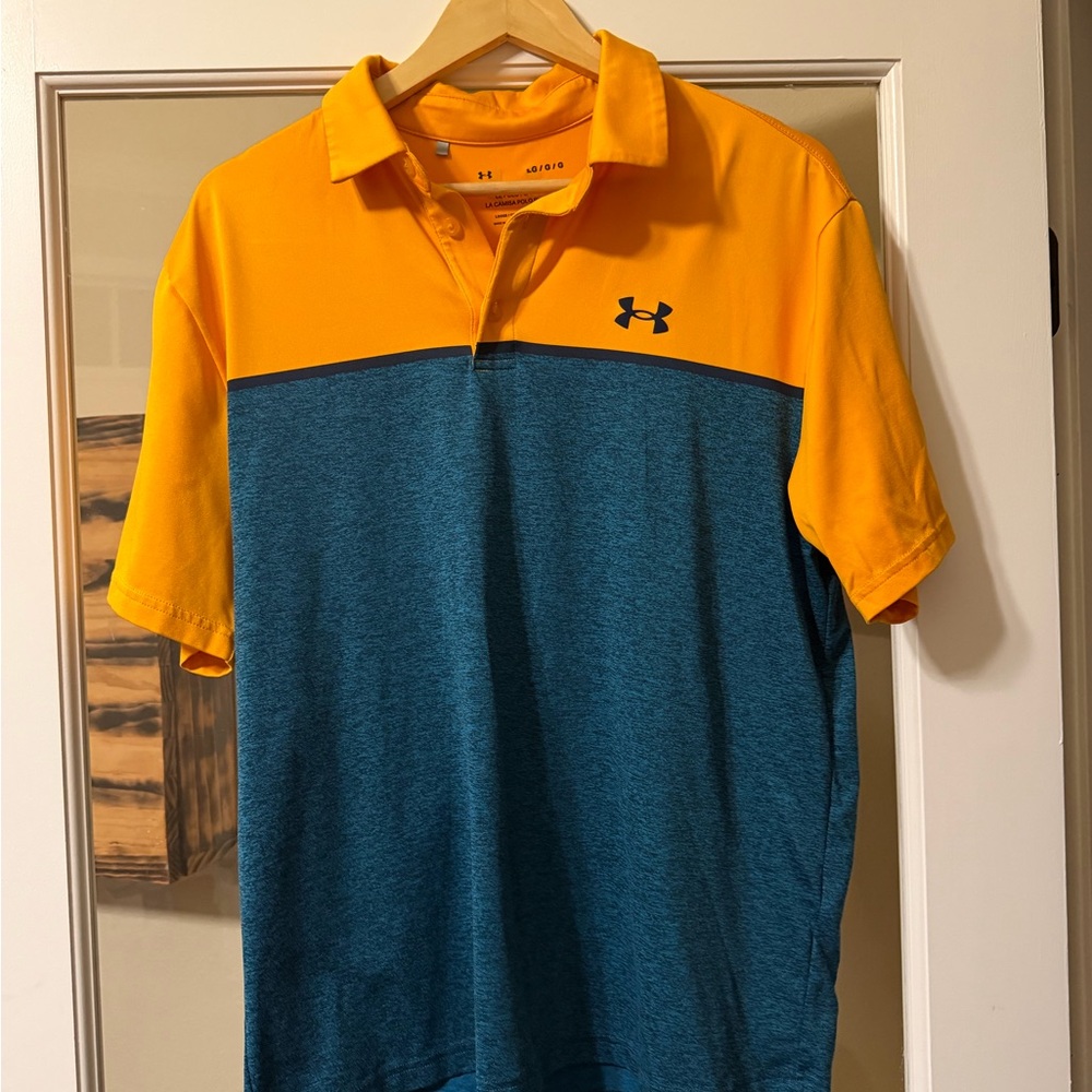 Under Armour Men's Polo Shirt - Gold and Blue